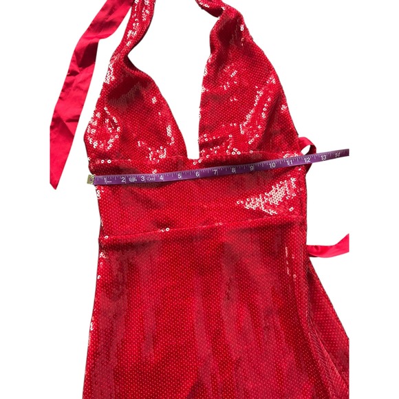 Meshki Carleigh Sequin Halter Mini Dress Red Size XXS NWT Holiday Valentines - Picture 7 of 10